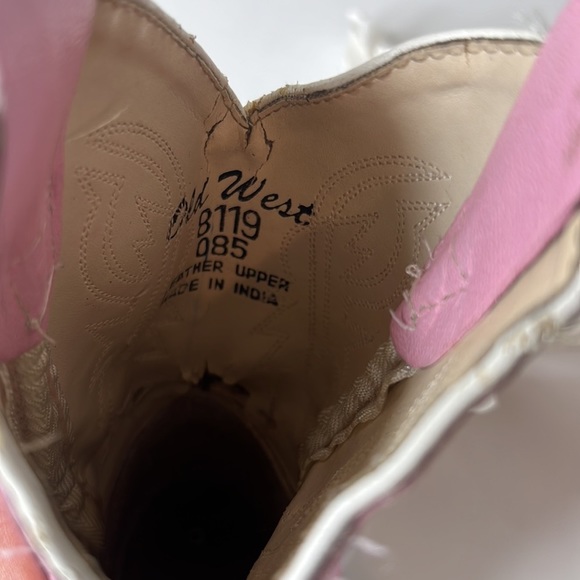 Old West Pink Childrens Girls Corona Leather J Toe Cowboy Western Boots Size 8.5 - Picture 15 of 17